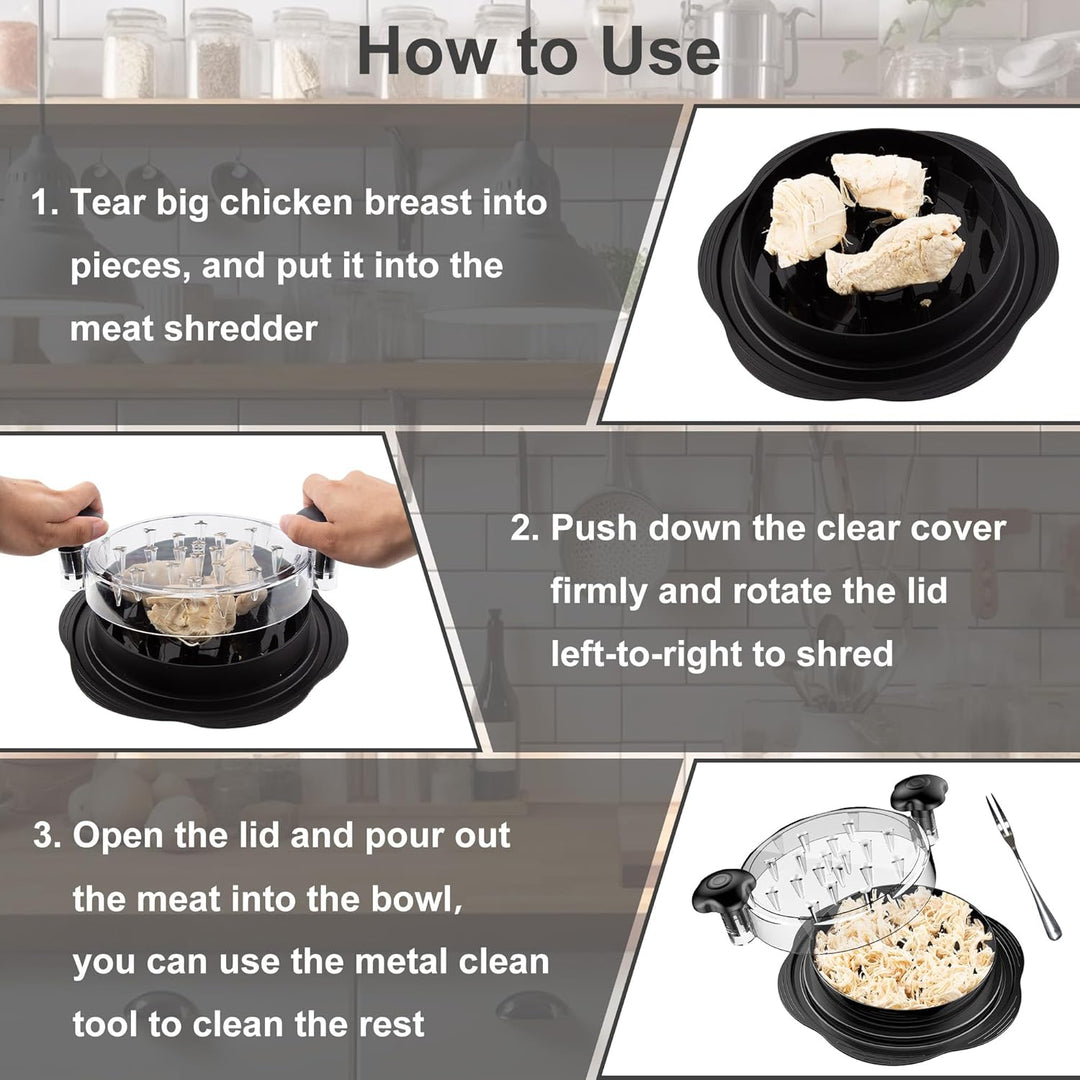 Easy-clean meat shredder, ideal for quick meal prep of pulled chicken, pork, or beef.