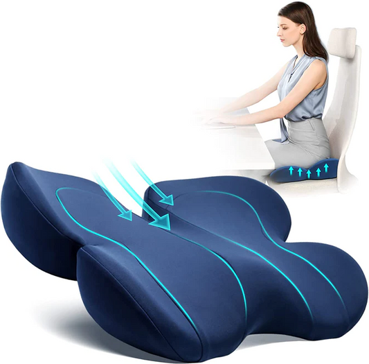 Ergonomic memory foam seat cushion for unisex tailbone pain & coccyx relief. Improves posture & comfort.