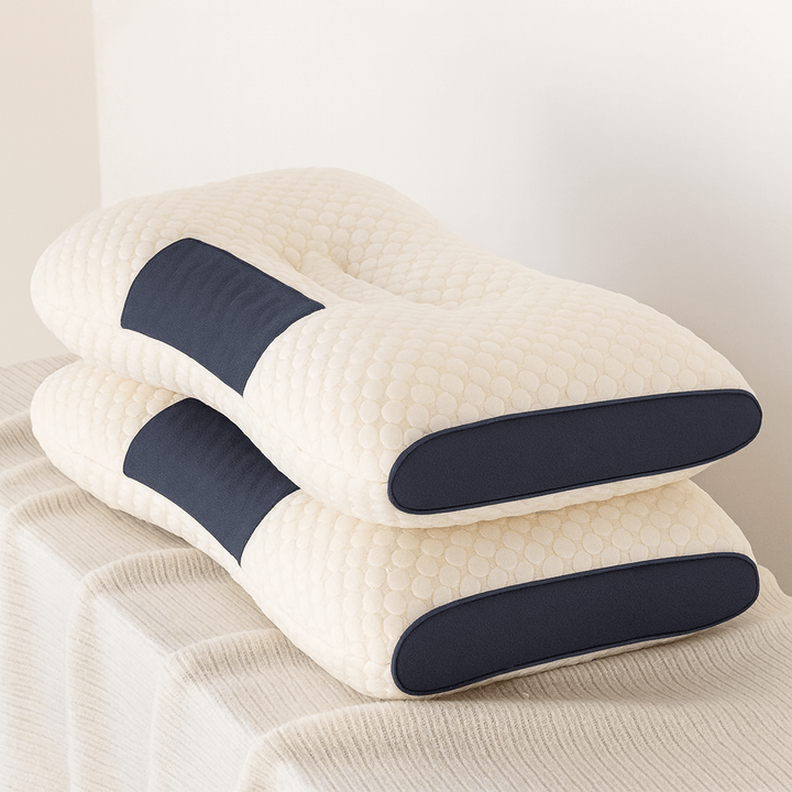 Unisex ergonomic orthopedic pillow, contoured for optimal neck & back support during sleep.