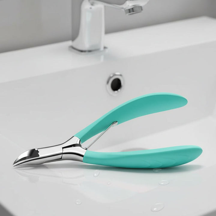 Ergonomic stainless steel toenail clipper for seniors, designed for thick nails and easy foot care.