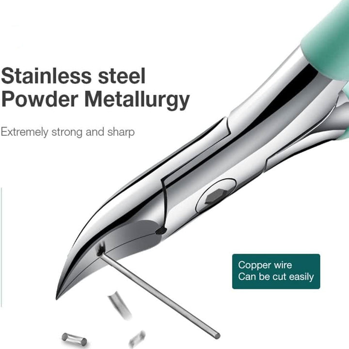 Durable stainless steel ergonomic toenail clipper, providing comfortable and safe nail care for seniors.