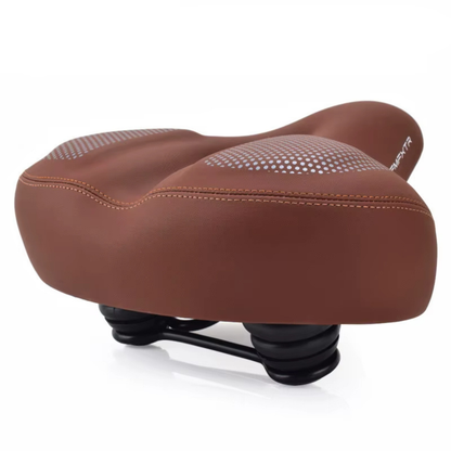 ErgoSoft bicycle saddle in brown, ergonomic design for comfortable cycling & shock absorption