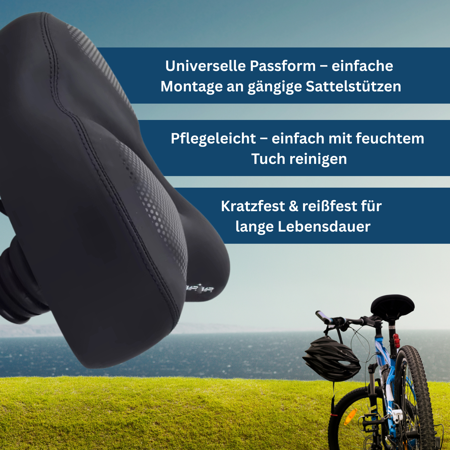Comfortable ErgoSoft bicycle saddle, brown, with ergonomic shape for long rides