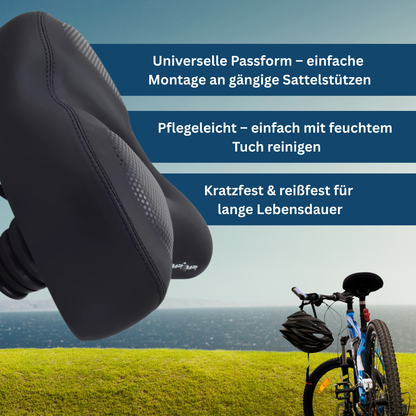 Comfortable ErgoSoft bicycle saddle, brown, with ergonomic shape for long rides