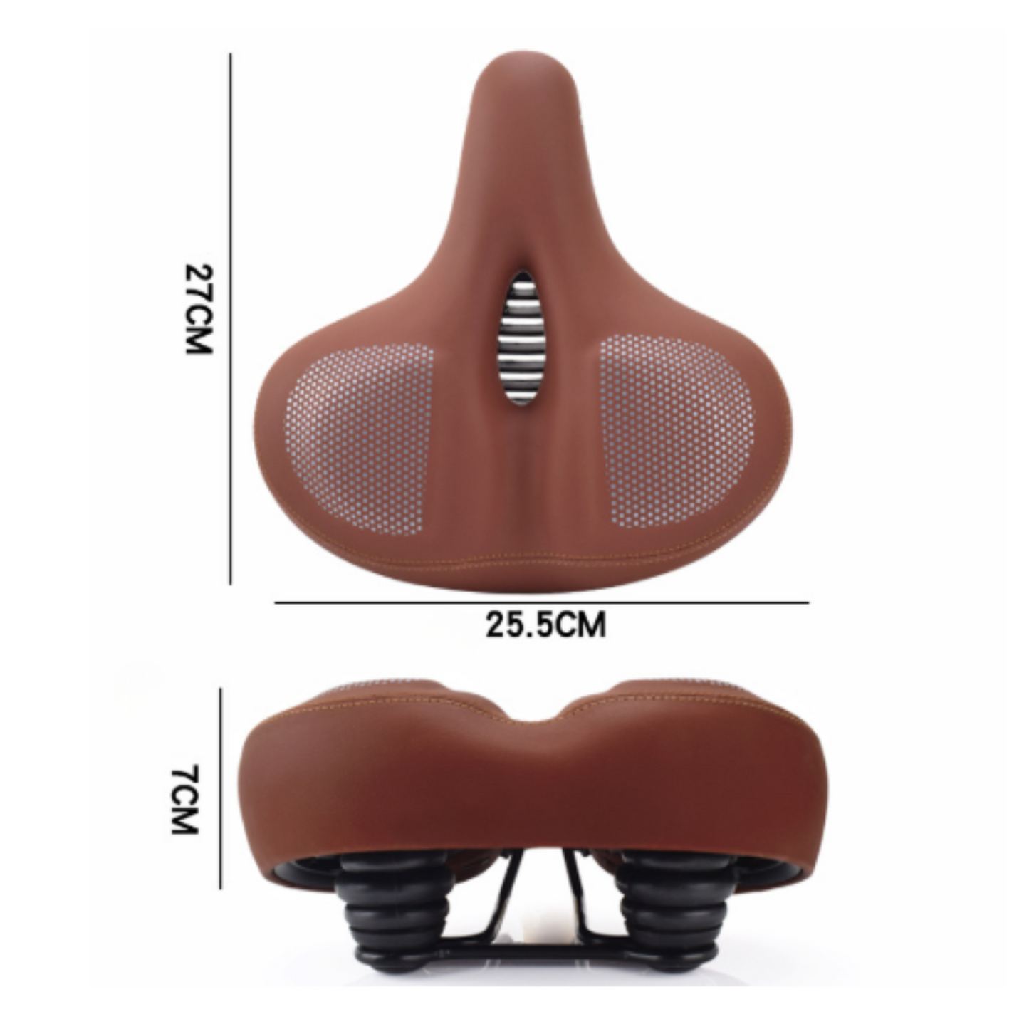Ergonomic brown ErgoSoft bicycle saddle, a key bike accessory for comfortable riding
