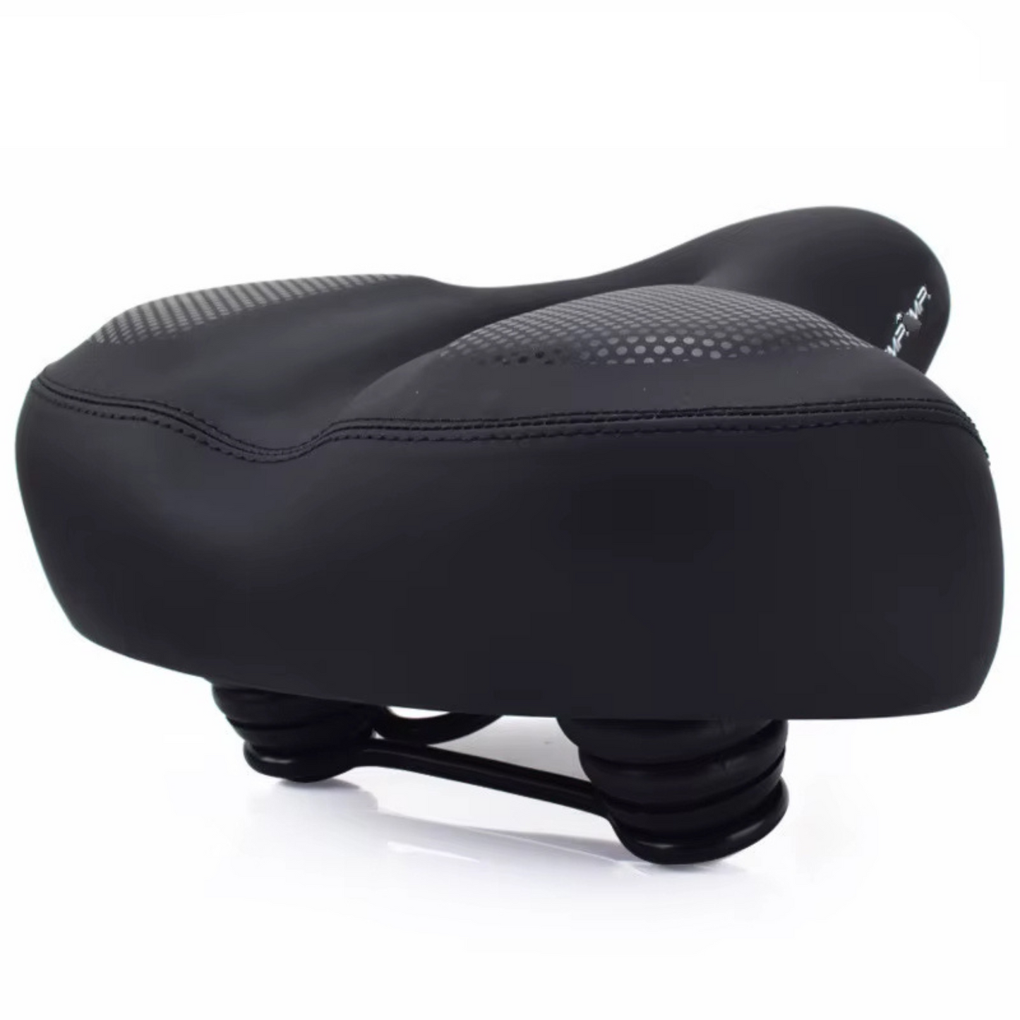 Durable black ErgoSoft bike seat with shock absorbing features for outdoor cycling comfort