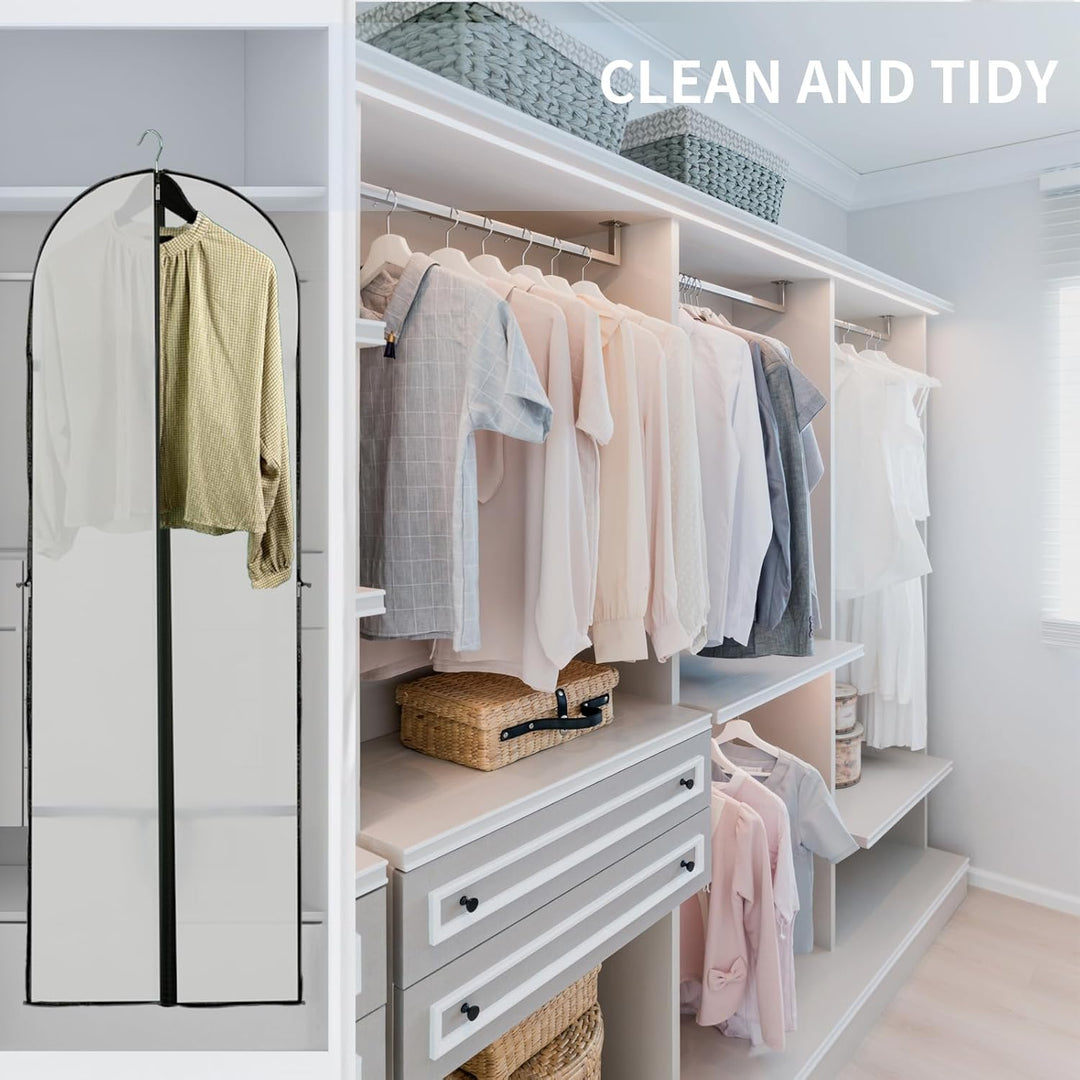 Breathable non-woven garment protector (2-pack) for storing & transporting suits, dresses & long coats.