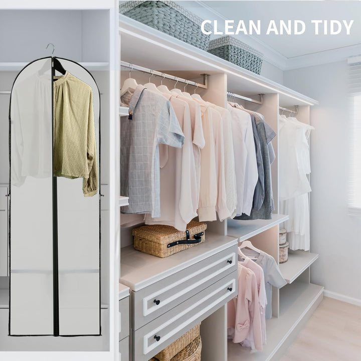 Breathable non-woven garment protector (2-pack) for storing & transporting suits, dresses & long coats.