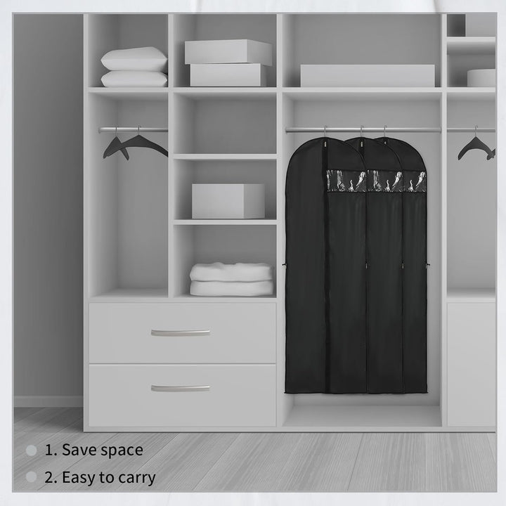 Durable extra-long garment travel bag (2-pack) for wrinkle-free storage & organization of coats & dresses.
