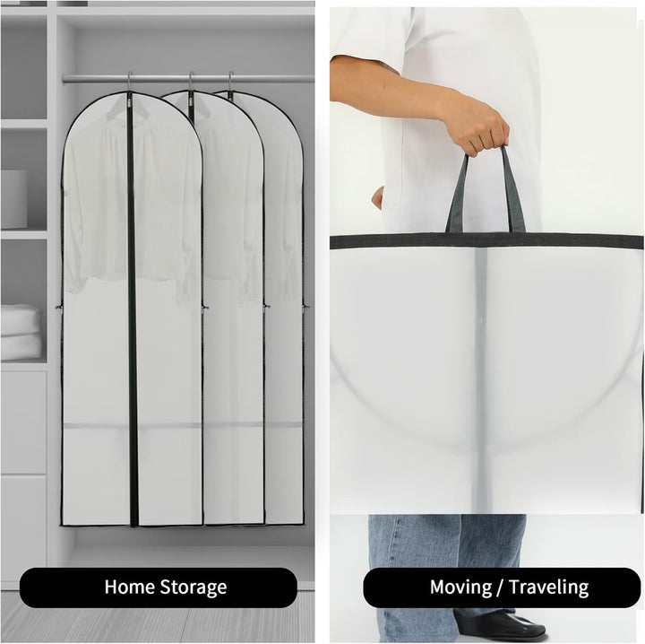 Extra-long dress bags (2-pack) for efficient closet organization & safe travel of delicate formal wear.