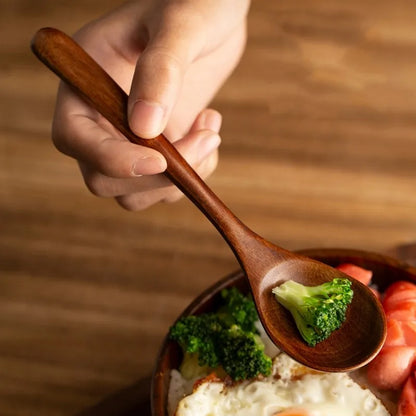 Rustic farmhouse decor wood spoon set. Beautiful natural wooden utensils, perfect for stylish kitchen display.