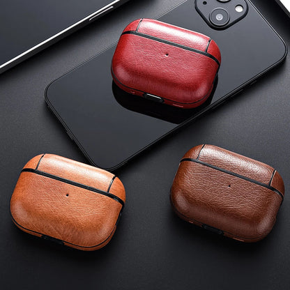 Durable faux leather earbud charging case cover, non-slip protection for wireless charger.