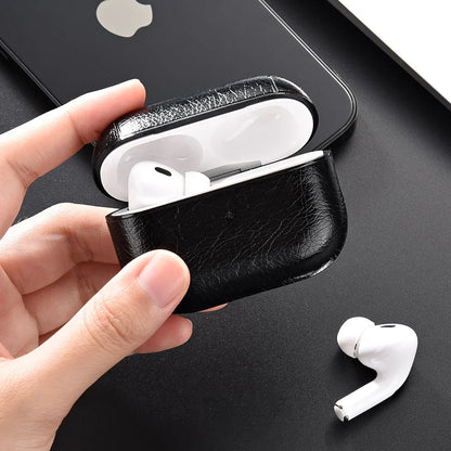 Non-slip faux leather case cover, offering durable protection for earbud charging cases.