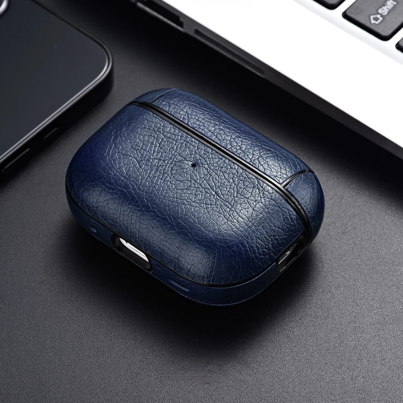 Unisex faux leather protective case, durable and non-slip cover for wireless earbud chargers.