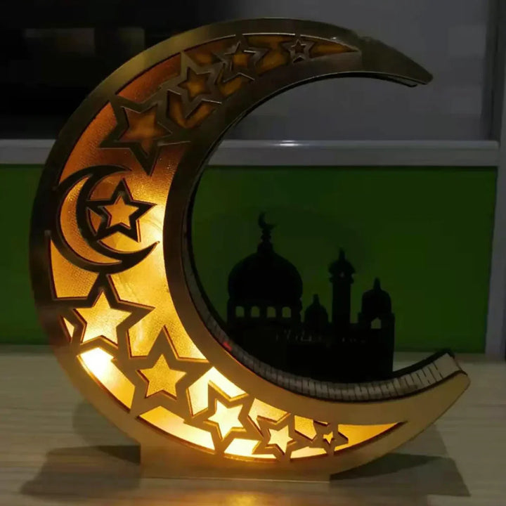 LunarShine LED Moon Lamp: Cordless table lamp, ideal for Islamic decor & festive home lighting.