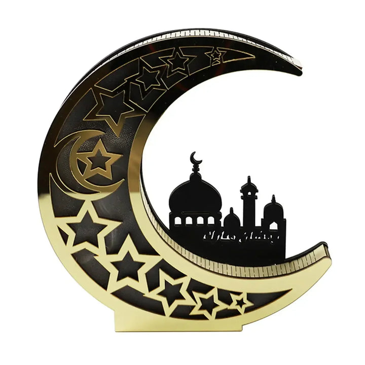 Elegant moon-shaped LED lamp, a beautiful religious decoration for festive celebrations & Ramadan lights.