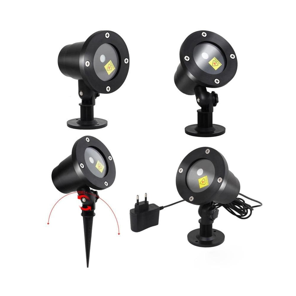 Red & green laser light projector for festive outdoor displays, perfect for Christmas home illumination.