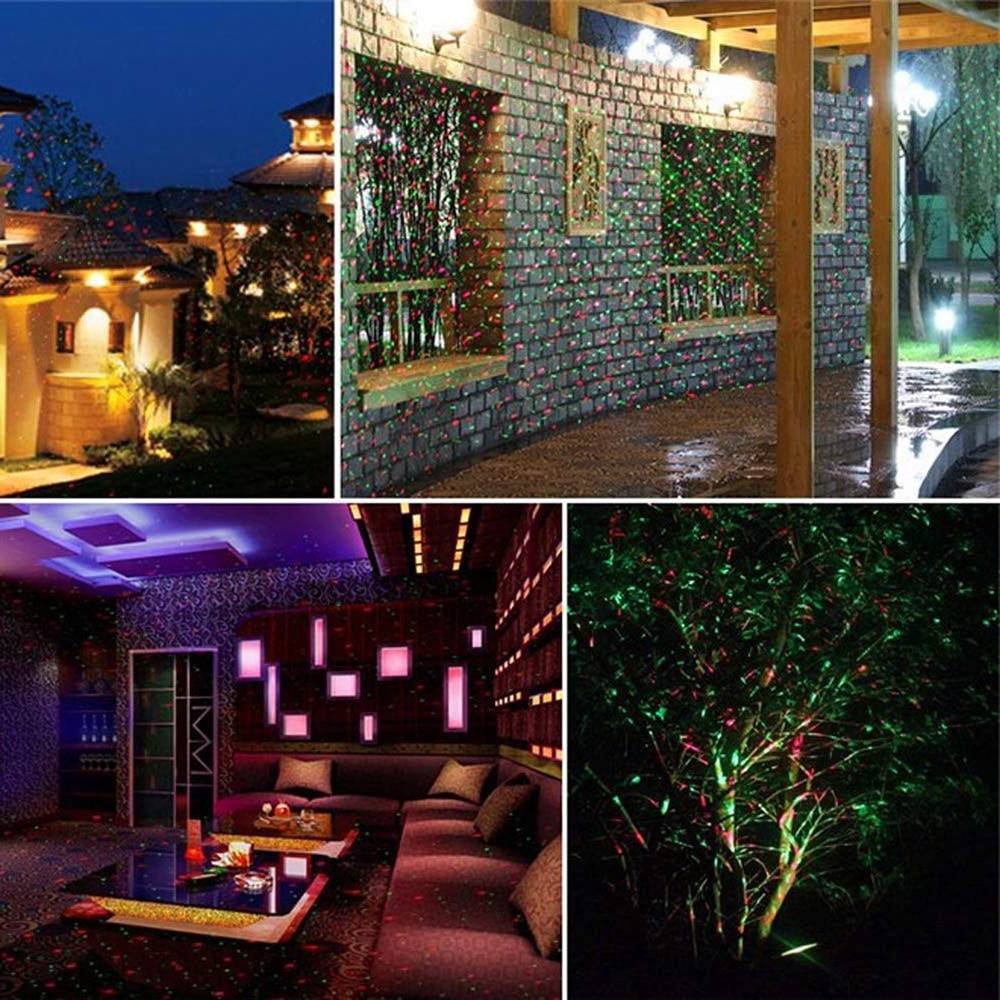 Christmas laser light projector, ideal for holiday home & garden decoration with sparkling red & green dots.