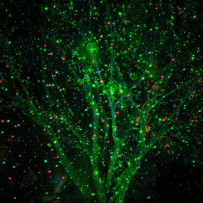 Waterproof outdoor laser light projector for garden & home; durable festive display for seasonal decor.