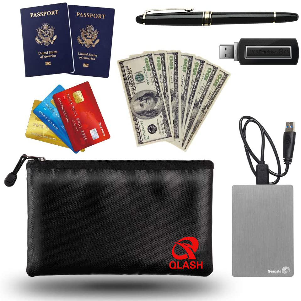 Secure fireproof bag for passports & legal documents, offering essential water-resistance