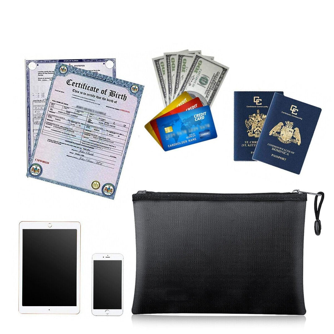 Compact disaster-resistant storage bag, fireproof & water-resistant for all valuables