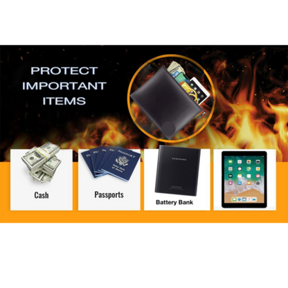 Compact fireproof document safe bag, ideal for storing passports, cash, and essential documents