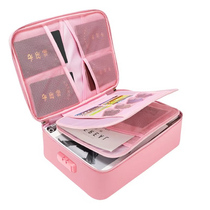 Heavy-duty fireproof waterproof bag for secure document storage. Protects files, passports, cash from hazards.