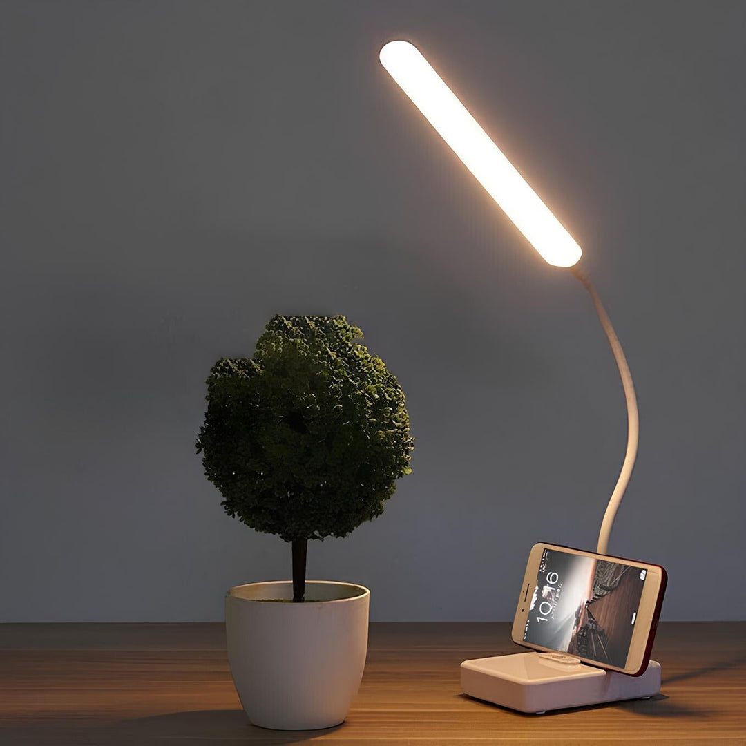 Flexible LED desk lamp for workspace lighting. Modern, dimmable, and adjustable for home office productivity.