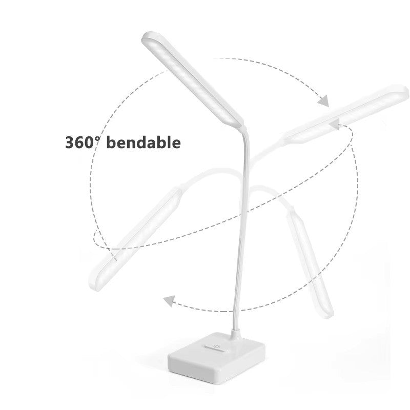 Efficient LED desk lamp, flexible and dimmable. Improves focus and reduces eye strain for home office tasks.