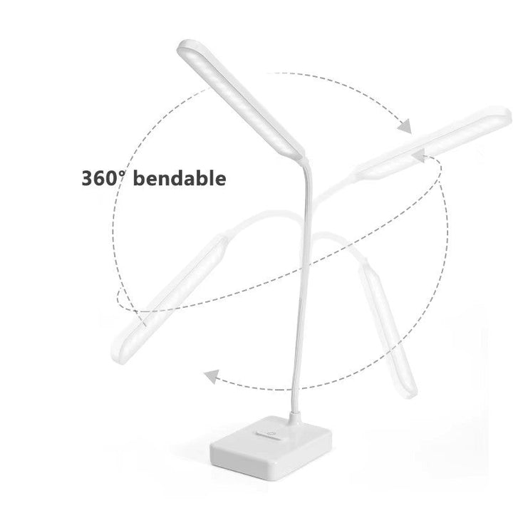 Efficient LED desk lamp, flexible and dimmable. Improves focus and reduces eye strain for home office tasks.