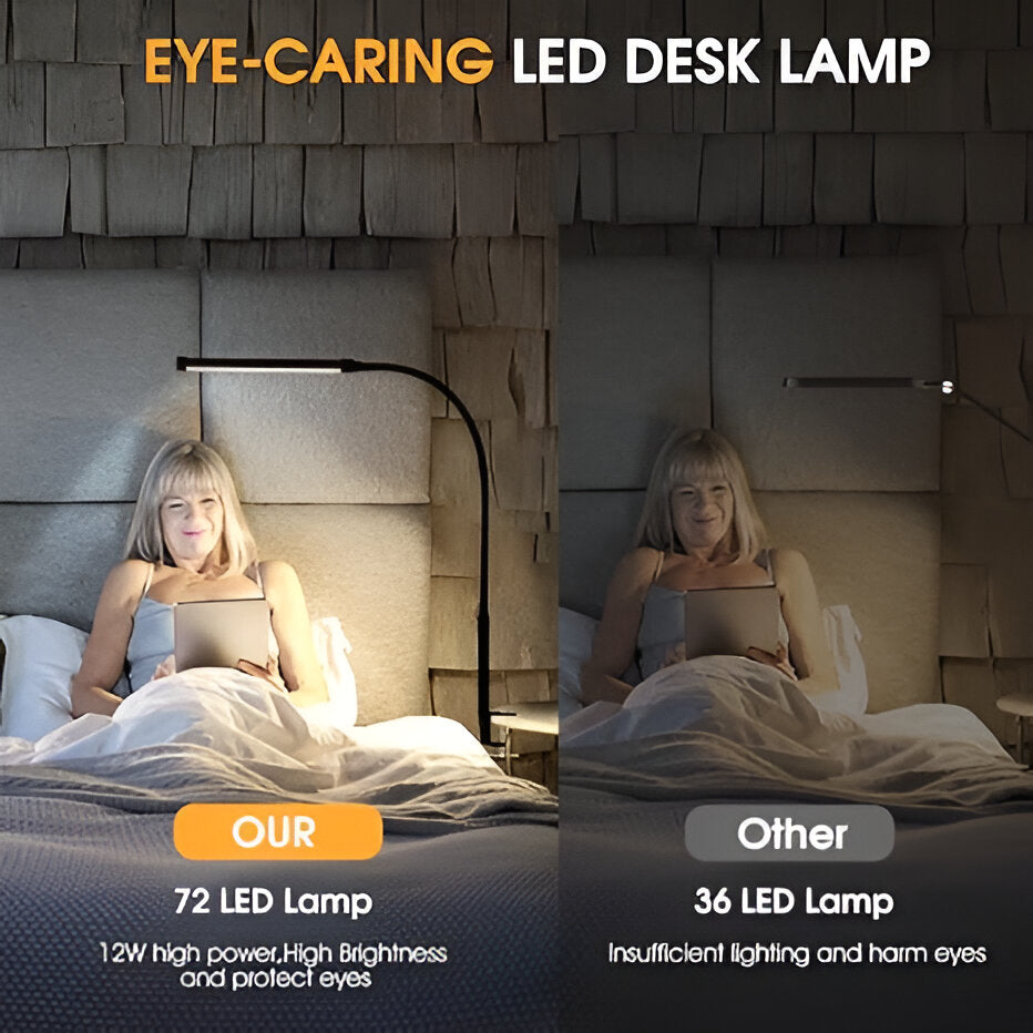 Dimmable Task Light with Clamp: Flexible LED gooseneck for desk, 3 color temperatures. Essential for workspace productivity.