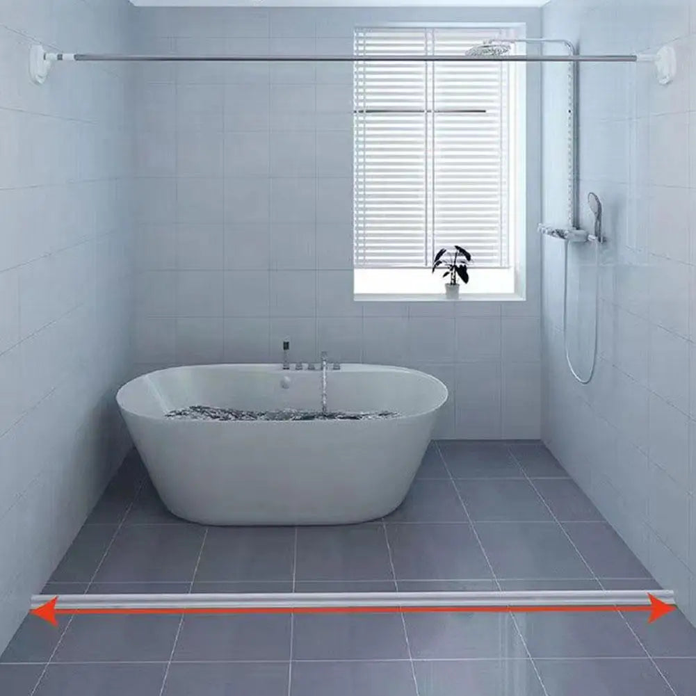 DryGuard water dam: flexible silicone strip for shower doors & wet areas.