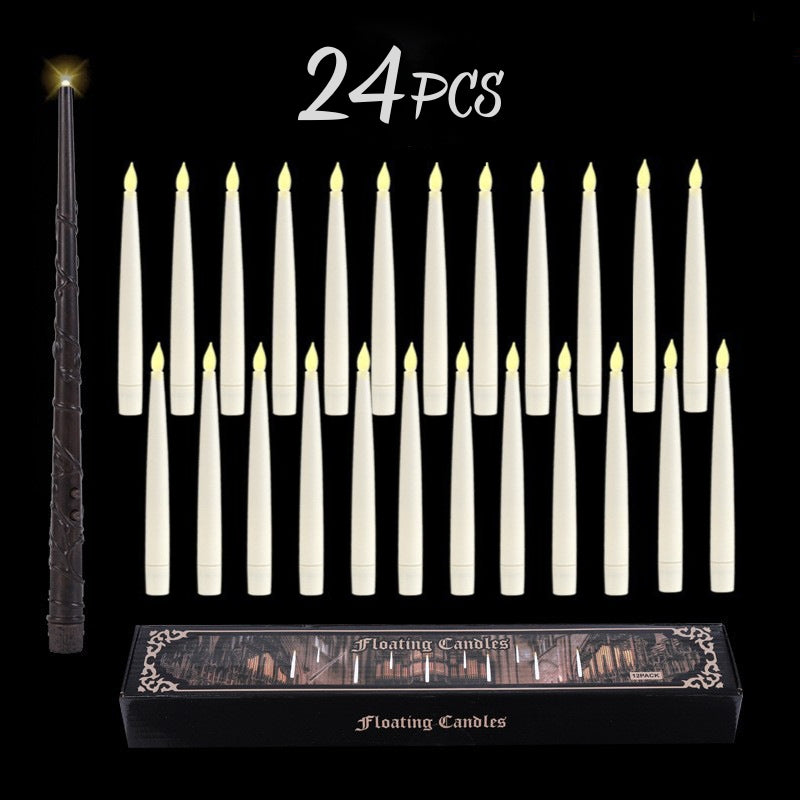 Magical floating LED candles for enchanting home decor. Battery-operated, remote-controlled for easy ambiance creation.