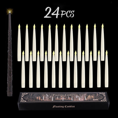 Magical floating LED candles for enchanting home decor. Battery-operated, remote-controlled for easy ambiance creation.