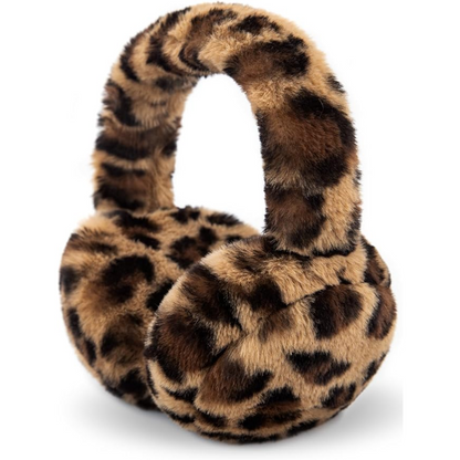 Outdoor fluffy faux fur ear warmers, foldable design for winter comfort.
