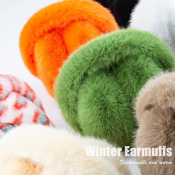 Cozy faux fur ear warmers, foldable and plush, perfect for chilly days.