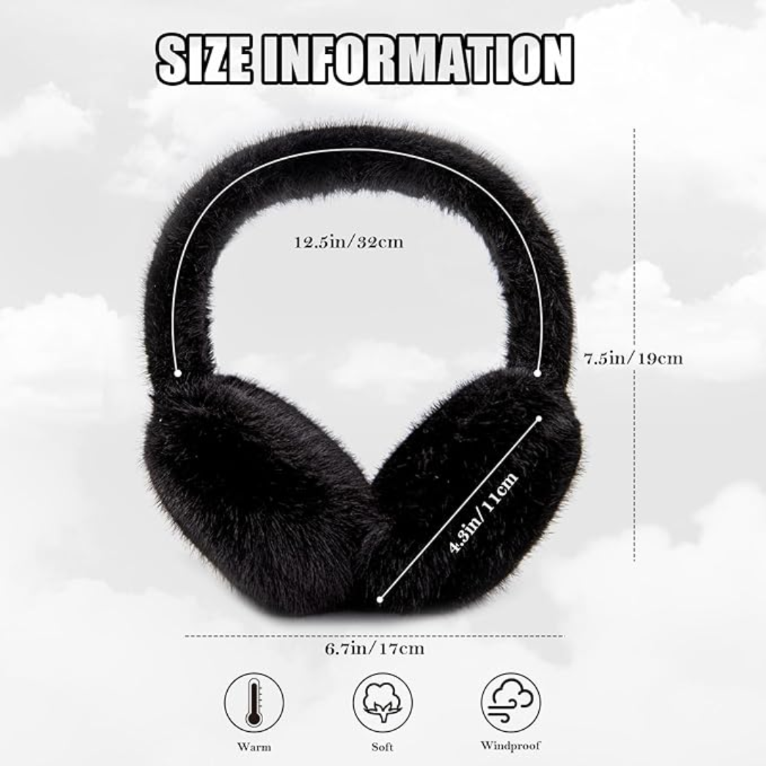 Plush foldable ear warmers, faux fur, a must-have accessory for winter.