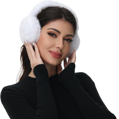 Men's winter ear warmers, faux fur, foldable, keeping ears warm and cozy.