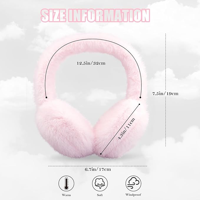 Soft faux fur ear warmers, fluffy and foldable, great for outdoor adventures.