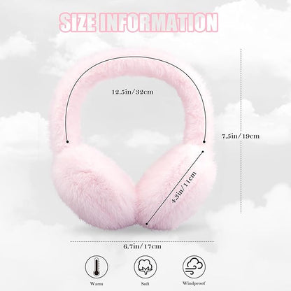 Soft faux fur ear warmers, fluffy and foldable, great for outdoor adventures.