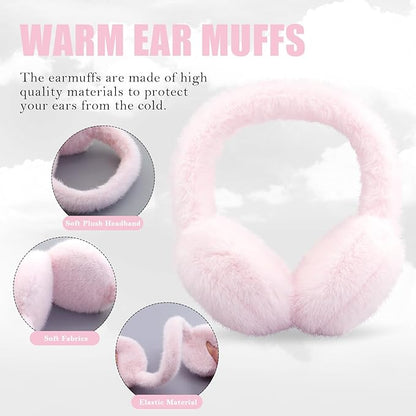 Winter fashion accessory: Foldable faux fur ear warmers, plush and warm.