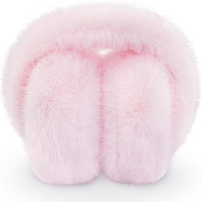 Warm, plush, foldable faux fur ear warmers for chilly winter mornings.