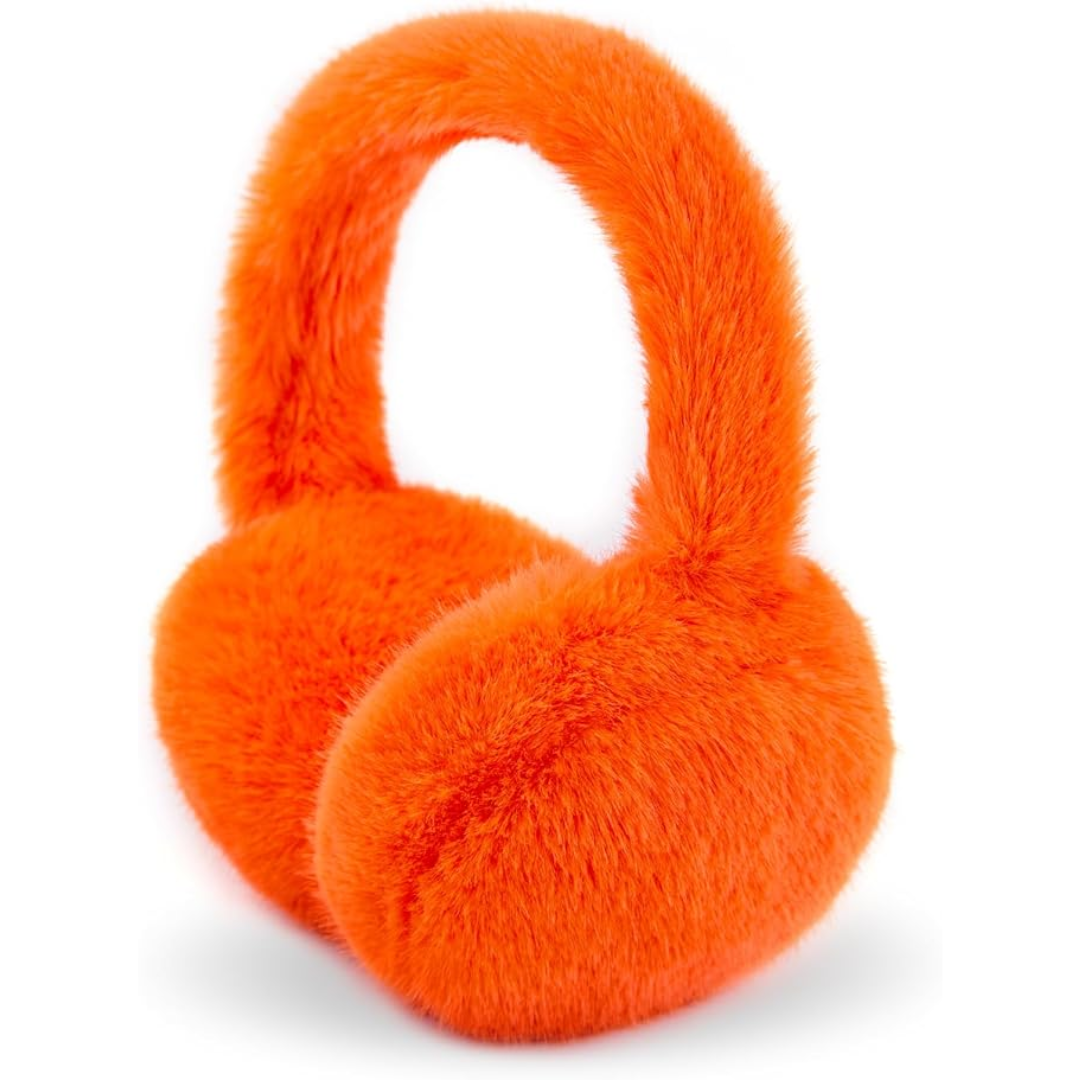 Warm winter ear warmers, fluffy faux fur design, foldable and comfortable.