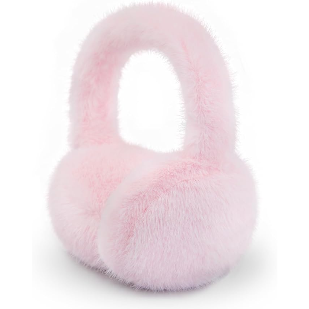 Faux fur ear warmers, plush and foldable, designed for maximum winter warmth.