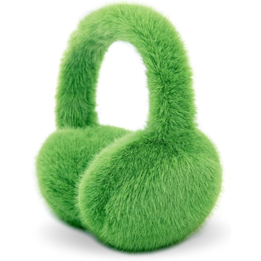 Soft, fluffy faux fur ear warmers for men, foldable for convenience.