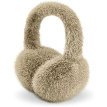 Winter accessories: Foldable faux fur ear warmers, plush and warm.