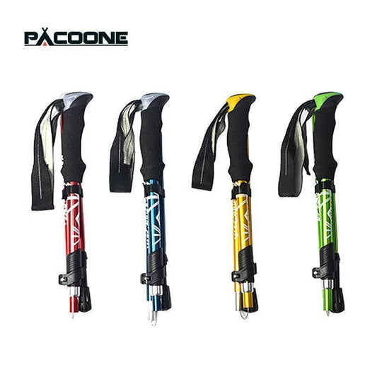Foldable 5-section trekking pole, lightweight carbon steel for hiking and outdoor adventures
