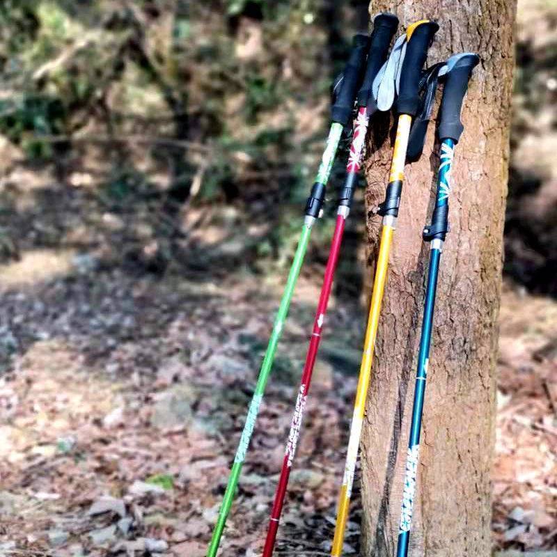 Carbon steel 5-section walking stick, adjustable for hiking, trekking, and outdoor sports