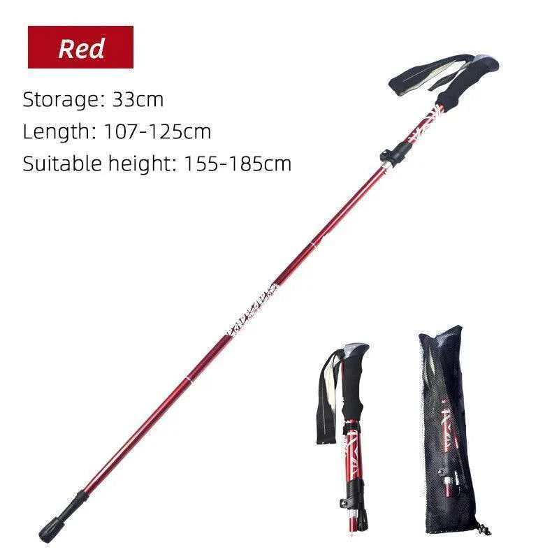 Lightweight, compact 5-section walking pole, carbon steel construction for all terrains