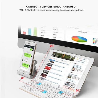 Universal compatibility foldable Bluetooth keyboard, offering portable convenience for all your devices.